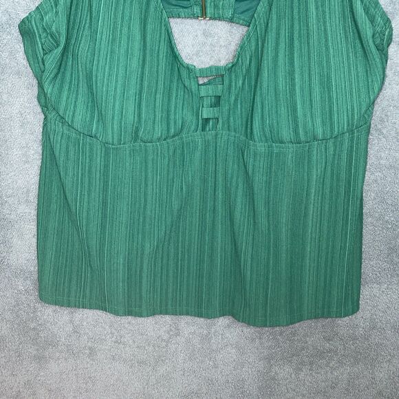 Time And Tru Swimwear Womens 3X Green Tankini Stretch Swim Top Beach Vacation - Picture 4 of 9
